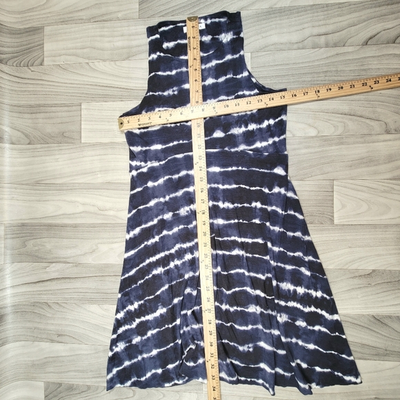 Athleta Santorini Thera Tie Dye Blue Striped Dress Size S Sleeveless Flare - Picture 4 of 11